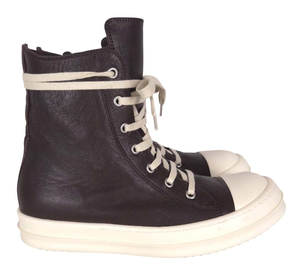 Rick Owens Mainline High Sneakers US 9.5 EU 39.5 Womens Mahogany Milk $1160